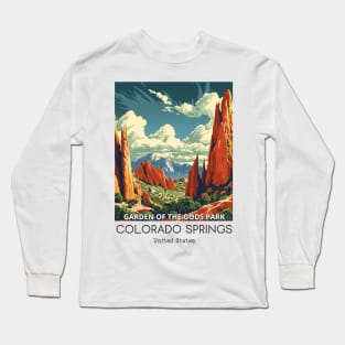 A Vintage Travel Illustration of the Garden of the Gods Park - Colorado - US Long Sleeve T-Shirt